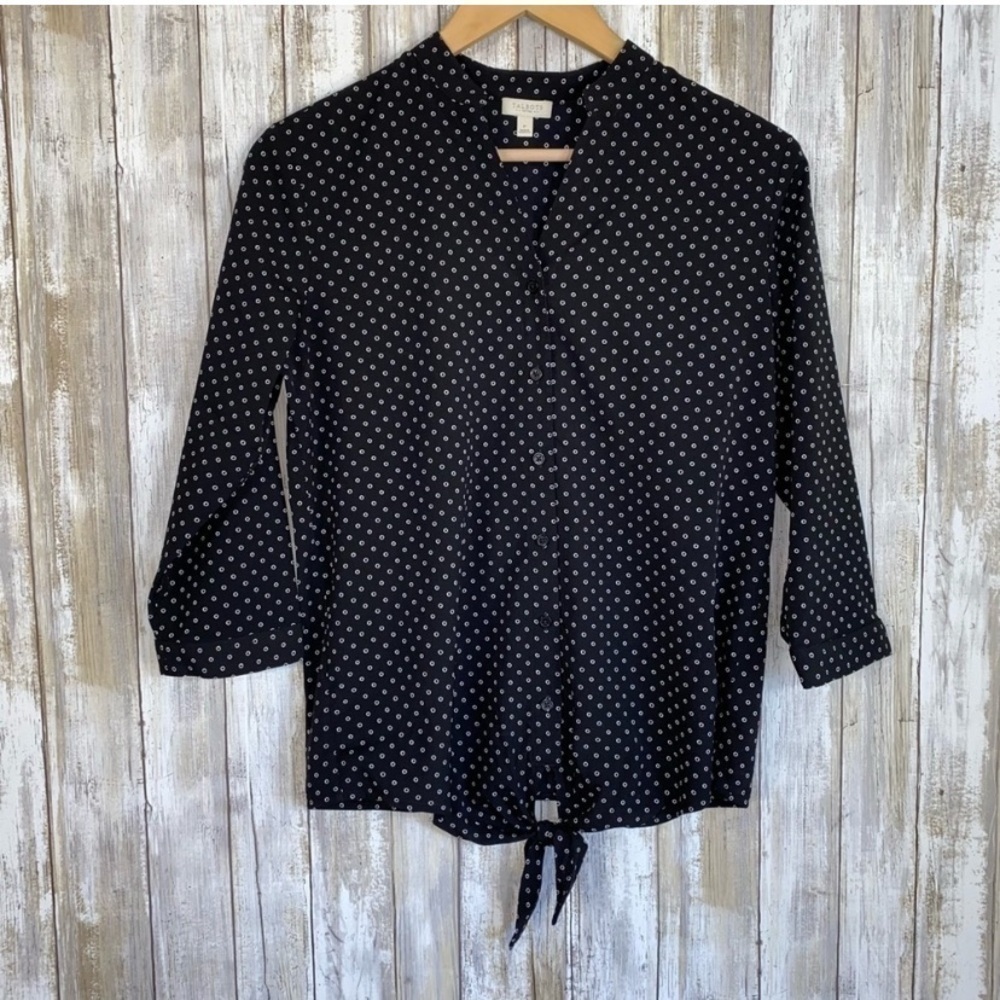 Talbots Black Dot Button Down - image 1